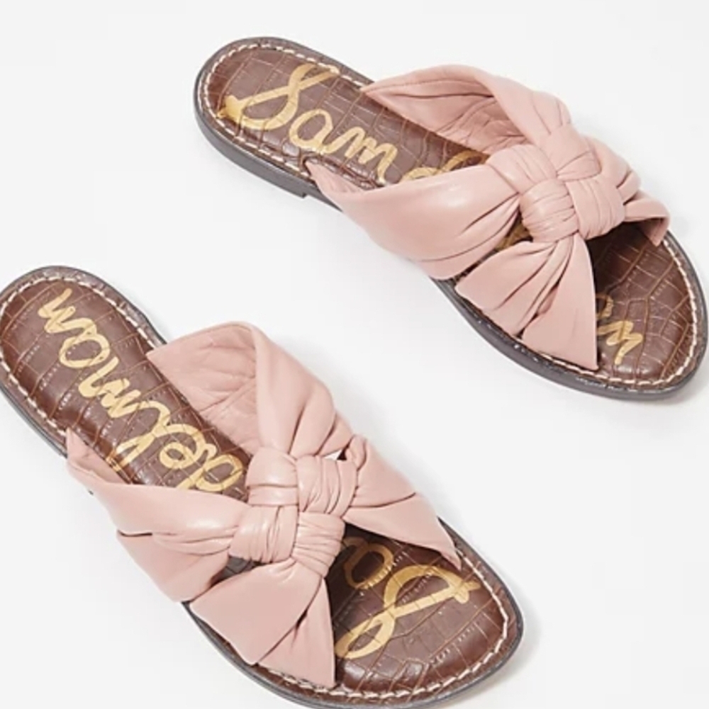 Sam Edelman "Like New"Womens Leatger Knot Slides Flip Flop shoes sz 6M